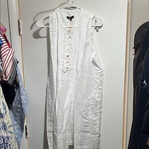 Quince White Textured Sleeveless dress